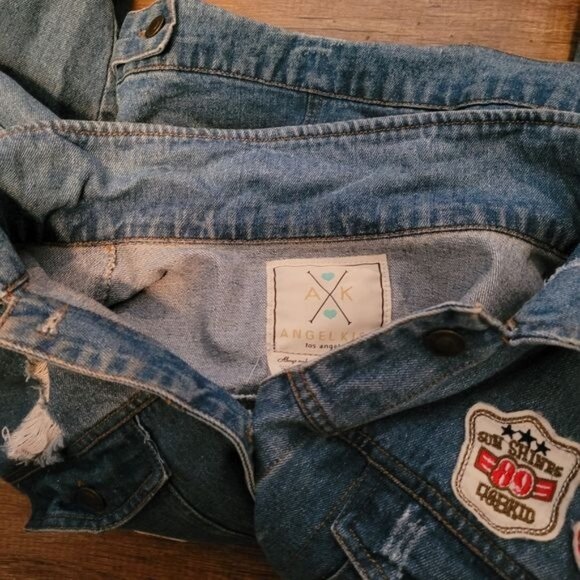 Women's denim blue jacket rocker destroyed hole patches rocker plus size 3X - Picture 7 of 8